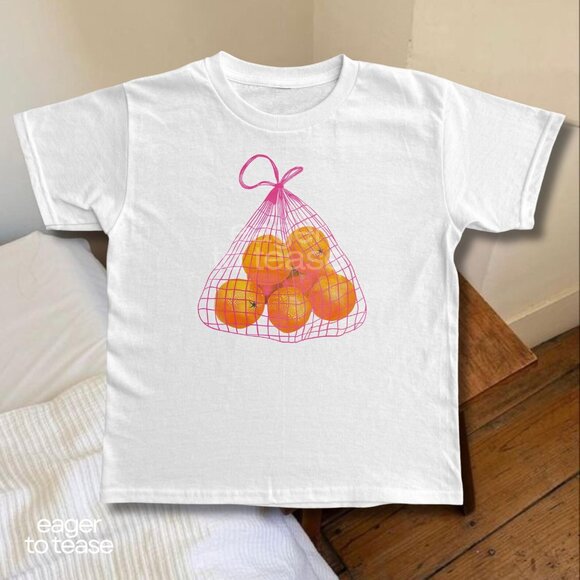 Oranges Baby Tee – Fruit Aesthetic Modern Y2K Coquette T-Shirt - Picture 3 of 3